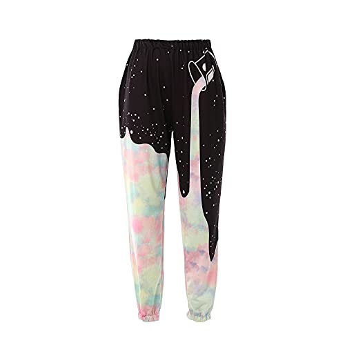 Amuver Damen Boho Hippie Haremshose Hohe gesmokte Taille Gedruckt Patchwork Sweatpants Yoga 90s Goth Baggy Freizeithose - - X-Groß von Amuver