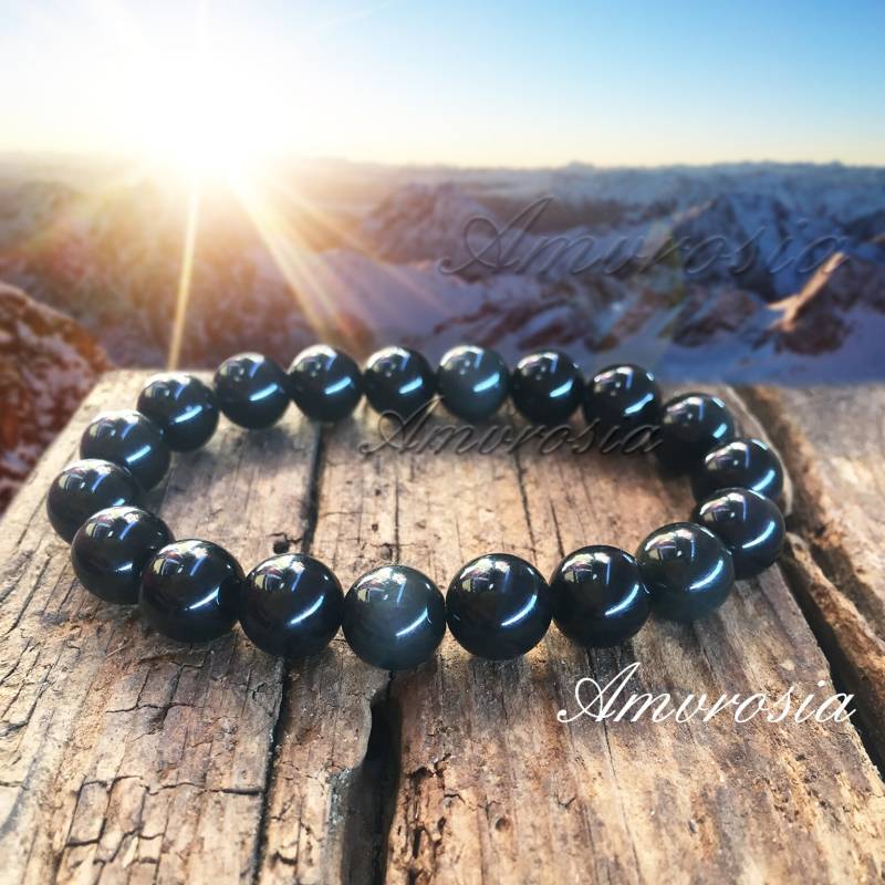 10 Mm Regenbogen Obsidian Armband - Schutz Chakra Energie Mala Edelstein Perlen Naturstein von AmvrosiaDesign