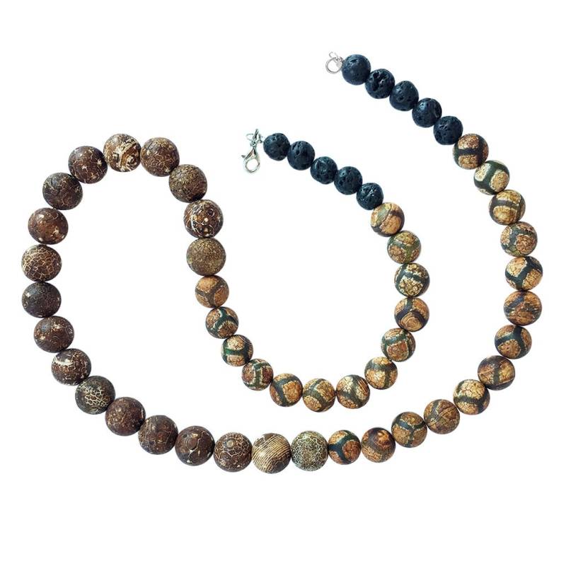 Achat Halskette - Braune Perlen Lavastein Aromaöl Diffuser Edelstein von AmvrosiaDesign