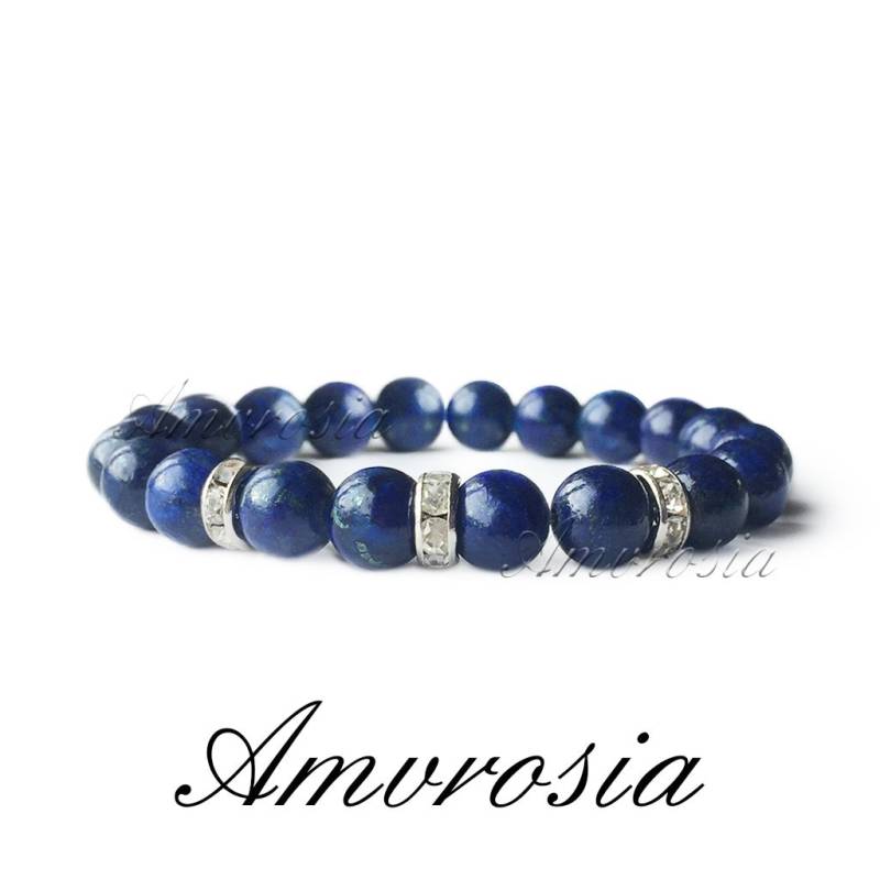 Lapislazuli Armband, Naturstein Energie Armband Mit Blauem Stein, Edelstein Geschenkidee Zum Valentinstag von AmvrosiaDesign