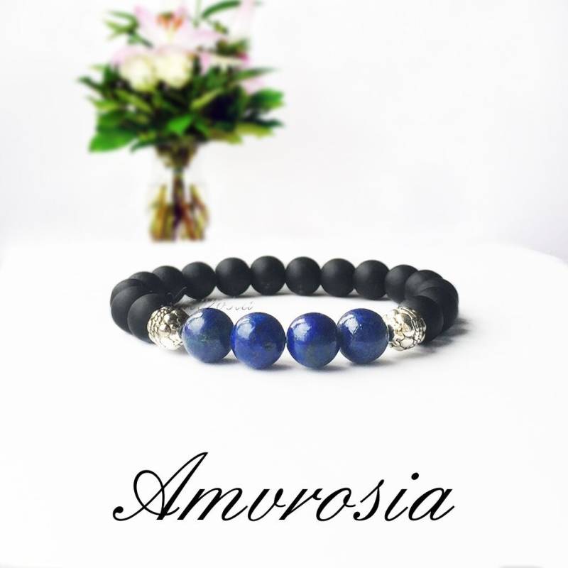 Lapislazuli Armband, Onyx Heilung Energie Edelstein Lapis Lazuli Und Natursteine von AmvrosiaDesign