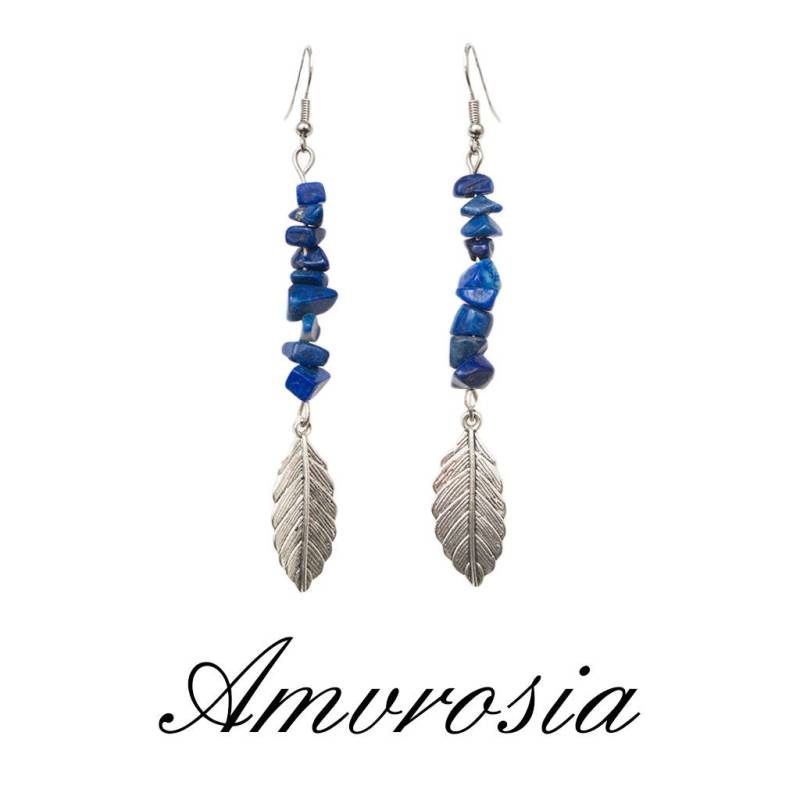 Lapislazuli Ohrringe, Blaue Stein Edelstein Blatt Natursteine Heilsteine Boho Ohrringe von AmvrosiaDesign