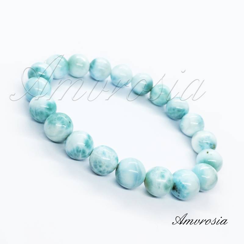 Larimar Armband - 10 Mm Klasse Aaa Echtes Blaues Stein Naturstein Valentinstag Kristall Beruhigung Geschenk von AmvrosiaDesign