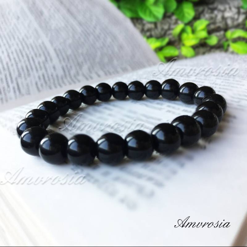 Onyx Armband - 10 Mm Schwarzer 8 Damen Handgelenk Mala Energie Schwarz Klassisch Minimalistisch von AmvrosiaDesign