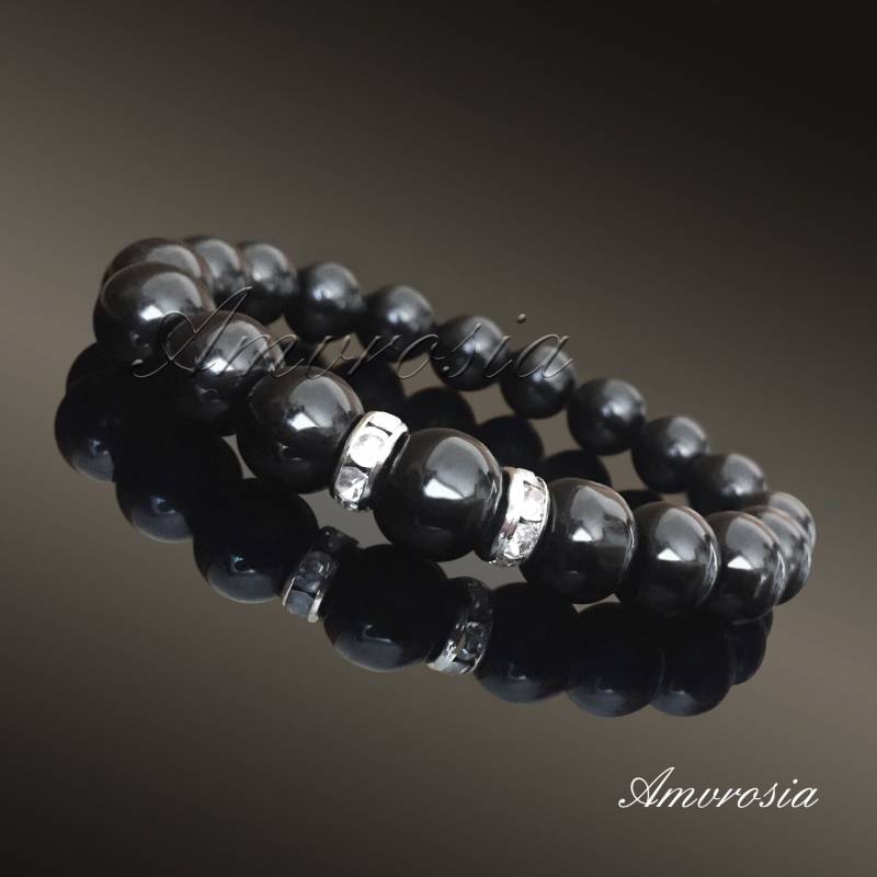 Onyx Armband - Echtes Schwarz Kristall Edelstein Stein Perlen Geschenk Zum Muttertag von AmvrosiaDesign