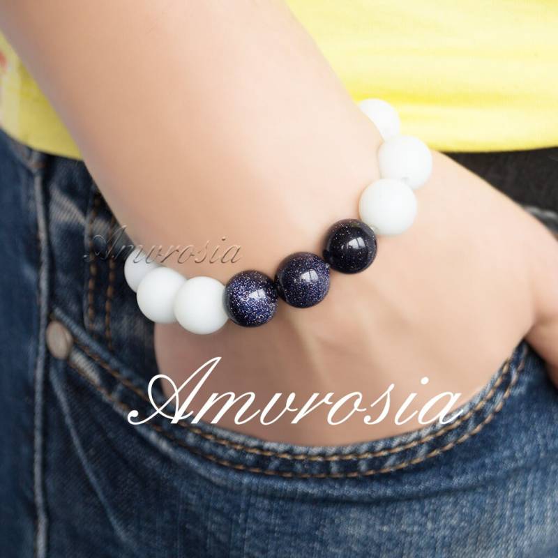 Sunstone Armband, Quarz Blue Aventurine Energiestein Kristalle Valentinstag Geschenk, Perlen Edelstein von AmvrosiaDesign