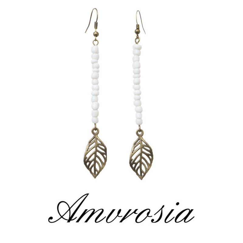 Weiße Onyx Ohrringe, Blatt Edelstein Stein Heilende Geschenk Für Sie, Boho Ohrringe von AmvrosiaDesign