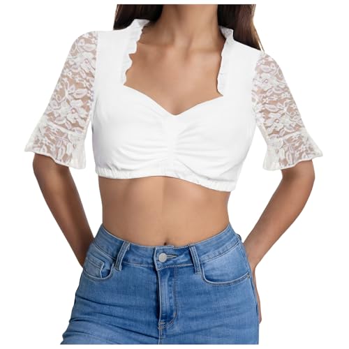 Amxleh Damen Dirndl Bluse Weiß Blumen Dirndlblusen Spitze Trachtenbluset Kurzarm Spitze Tracht Bluse Elegante Halbarm Bluse Oktoberfest Kostüm Elegant Dirndlblusen Spitzenbluse Damen Amxleh Damen Dirndl Bluse Weiß Blumen Dirndlblusen Spitze Trachtenbluset Kurzarm Spitze Tracht Bluse Elegante Halbarm Bluse Oktoberfest Kostüm Elegant Dirndlblusen Spitzenbluse Damen von Amxleh