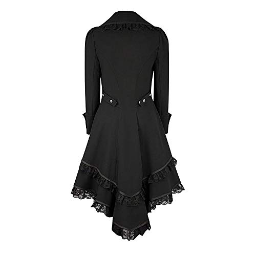 Amxleh Damen Halloween Kostüm Damen Steampunk Vintage Frack Jacke Gothic Kleidung Viktorianischer Gehrock Lang Mantel Renaissance Mittelalter Cosplay Uniform Halloween Kostüm Schwarz von Amxleh