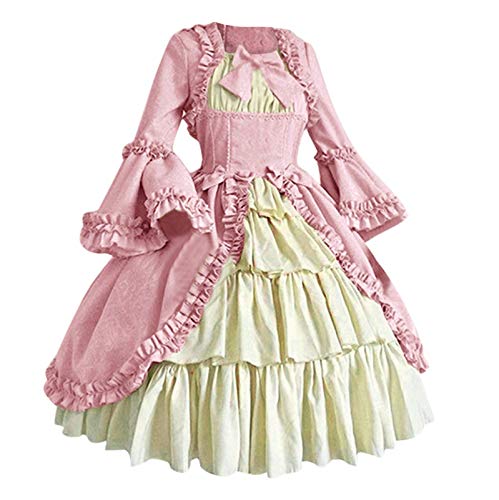 Amxleh Damen Mittelalter Kleid Rokoko Barock Trompetenärmel Schleife Knielang Kostüm Prinzessin Kleider Vintage Gothic Renaissance Viktorianisches Kleidung Mittelalter Elegant Retro Cosplay Kostüm von Amxleh