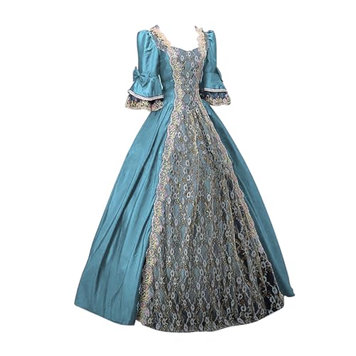 Amxleh Damen Mittelalter Kleid Rokoko Barock Trompetenärmel Schleife Knielang Kostüm Prinzessin Kleider Vintage Gothic Renaissance Viktorianisches Kleidung Mittelalter Elegant Retro Cosplay Kostüm von Amxleh