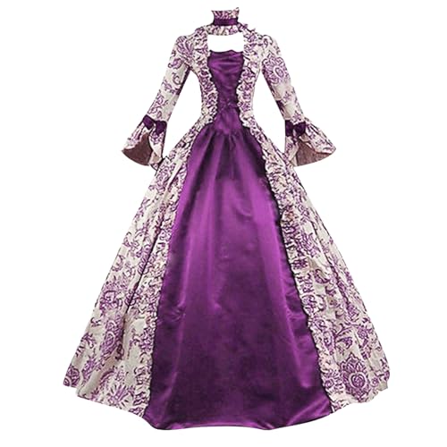Amxleh Damen Mittelalter Kleid Rokoko Barock Trompetenärmel Schleife Knielang Kostüm Prinzessin Kleider Vintage Gothic Renaissance Viktorianisches Kleidung Mittelalter Elegant Retro Cosplay Kostüm von Amxleh