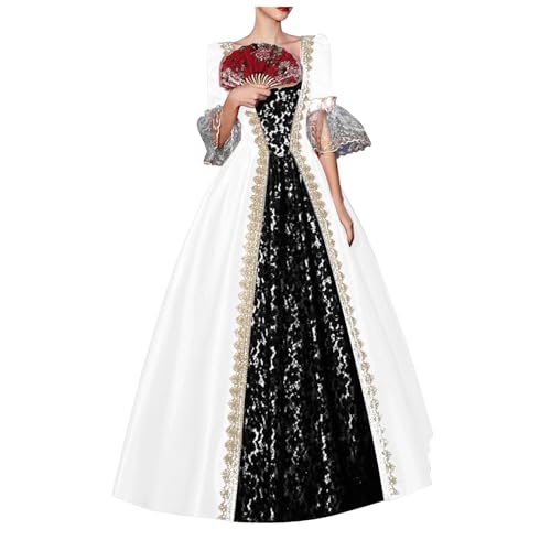 Amxleh Damen Mittelalter Kleid Rokoko Barock Trompetenärmel Schleife Knielang Kostüm Prinzessin Kleider Vintage Gothic Renaissance Viktorianisches Kleidung Mittelalter Elegant Retro Cosplay Kostüm von Amxleh