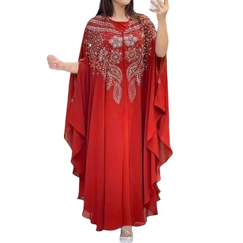 Amxleh Damen Muslimische Kleider 2 Teiler Marokkanischer Kaftan Vintage Lang Dubai Abayas Arabisches Abendkleid Partykleid Hochzeit Langarm Elegant Vintage Maxikleid Gebetskleidung Outfit von Amxleh