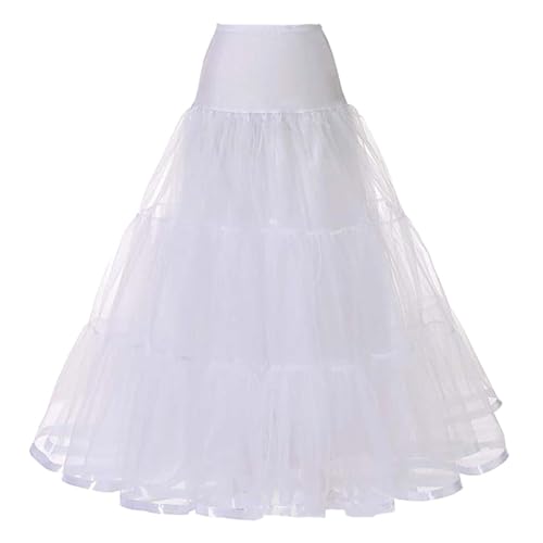Amxleh Damen Petticoat Unterrock Lang Weiß Tüll Fluffy Crinoline Underskirt für Brautkleid Hochzeit Kleid Damen Knöchellang Lang Hochzeit Slips Krinoline Unterrock für Abschlussball Abend Brautkleid von Amxleh