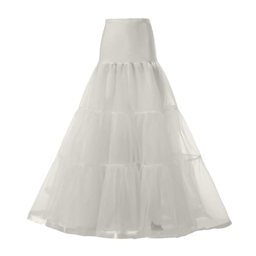 Amxleh Damen Petticoat Unterrock Lang Weiß Tüll Fluffy Crinoline Underskirt für Brautkleid Hochzeit Kleid Damen Knöchellang Lang Hochzeit Slips Krinoline Unterrock für Abschlussball Abend Brautkleid von Amxleh