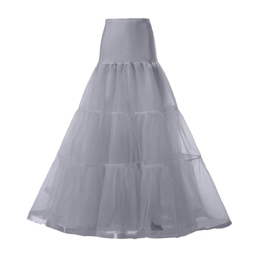 Amxleh Damen Petticoat Unterrock Lang Weiß Tüll Fluffy Crinoline Underskirt für Brautkleid Hochzeit Kleid Damen Knöchellang Lang Hochzeit Slips Krinoline Unterrock für Abschlussball Abend Brautkleid von Amxleh