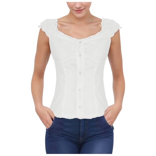 Amxleh Dirndl Bluse Damen Flügelärmel Trachtenbluse Rosa Kurzarm Blusen V Ausschnitt Stehkragen Trachten Oberteil für Oktoberfest Exklusive mit V-Ausschnitt und Hohlem Design Spitze Elegante von Amxleh