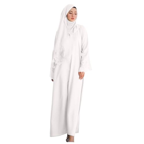 Amxleh Frauen Muslimisches Gebet Chiffon Offenes Kleid Abaya Dubai Türkei Islam Kaftan Islamischer Ramadan Eid Mubarak Frauen Robe mit Hijab Naher Osten Dubai Gebetskleidung Mit Hijab Kleider von Amxleh