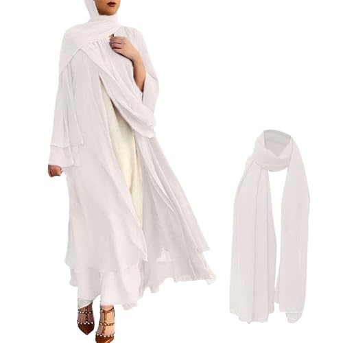 Amxleh Frauen Muslimisches Gebet Chiffon Offenes Kleid Abaya Dubai Türkei Islam Kaftan Islamischer Ramadan Eid Mubarak Frauen Robe mit Hijab Naher Osten Dubai Gebetskleidung Mit Hijab Kleider von Amxleh
