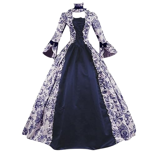 Amxleh Gothic Kleid Damen Rokoko Barock Trompetenärmel Schleife Knielang Kostüm Prinzessin Kleider Halloween Cosplay Kostüm Viktorianisches Kleider Mittelalter Kleidung Damen Renaissance Kleid Damen von Amxleh