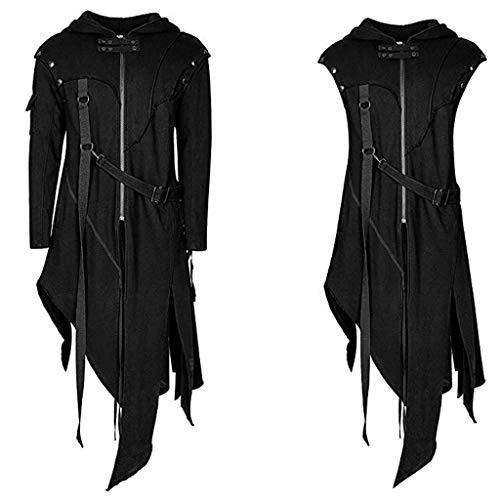 Amxleh Halloween Kostüm Herren Renaissance Kostüm Herren Steampunk Jacke Große Größe Halloween Cosplay Kostüm Karneval Kostüm Mantel Retro Gothic für Herren Uniform Stehkragen Bedruckt Modisch von Amxleh