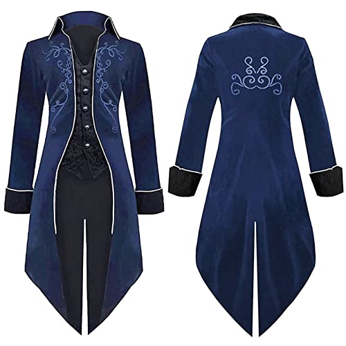Amxleh Halloween Kostüm Herren Renaissance Kostüm Herren Steampunk Jacke Große Größe Halloween Cosplay Kostüm Karneval Kostüm Mantel Retro Gothic für Herren Uniform Stehkragen Bedruckt Modisch von Amxleh