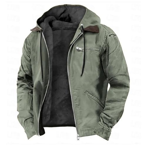 Amxleh Herren Sweatjack mit Kapuze Gefüttert Winter Kapuzenpullover Reißverschluss Warm Fleece Hoodie Zip Männer Winterjack Trainingsanzug Herren Winterjacke Kapuzenpullover von Amxleh