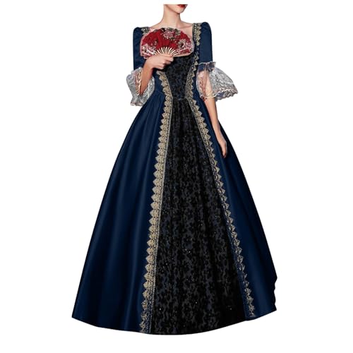 Amxleh Mittelalter Kleidung Damen Renaissance Prinzessin Kleider Barock Rokoko Kleidung Lolita Kleidung Viktorianisches Königin Maxi Kleider Elegant Abendkleider Cocktailkleid Party A-Linie Kleid von Amxleh