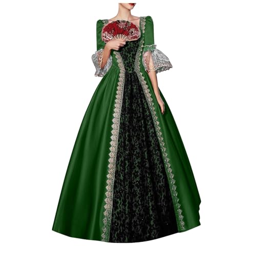Amxleh Mittelalter Kleidung Damen Renaissance Prinzessin Kleider Barock Rokoko Kleidung Lolita Kleidung Viktorianisches Königin Maxi Kleider Elegant Abendkleider Cocktailkleid Party A-Linie Kleid von Amxleh