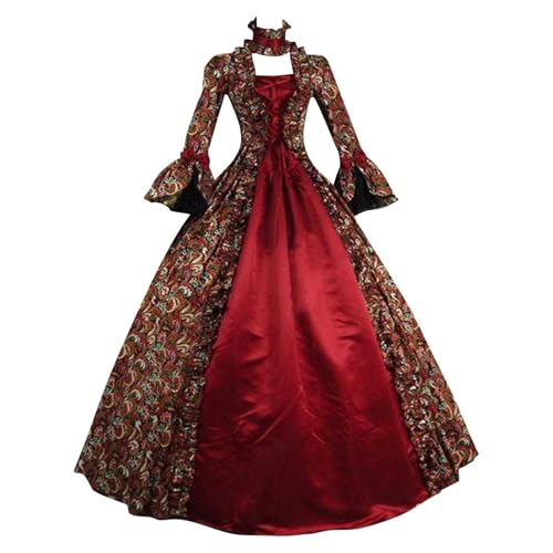 Amxleh Mittelalter Kleidung Damen Renaissance Prinzessin Kleider Barock Rokoko Kleidung Lolita Kleidung Viktorianisches Königin Maxi Kleider Elegant Abendkleider Cocktailkleid Party A-Linie Kleid von Amxleh