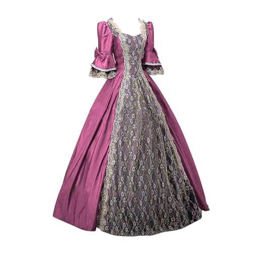 Amxleh Mittelalter Kleidung Damen Renaissance Prinzessin Kleider Barock Rokoko Kleidung Lolita Kleidung Viktorianisches Königin Maxi Kleider Elegant Abendkleider Cocktailkleid Party A-Linie Kleid von Amxleh