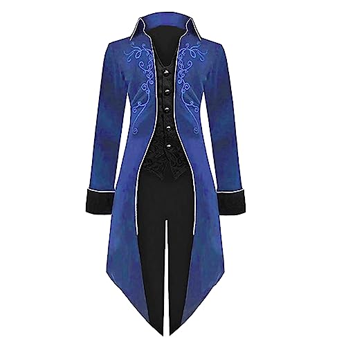 Amxleh Mittelalter Kleidung Herren Kostüme Mantel Männer Gothic Karneval Jacke Viktorianischen Gehrock Uniform Smoking Retro Langer Button Kleidung Halloween Cosplay Kostüm Karneval Kostüm von Amxleh