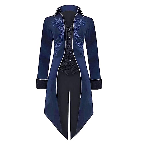 Amxleh Mittelalter Kleidung Herren Kostüme Mantel Männer Gothic Karneval Jacke Viktorianischen Gehrock Uniform Smoking Retro Langer Button Kleidung Halloween Cosplay Kostüm Karneval Kostüm von Amxleh