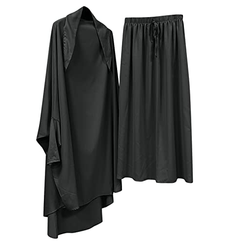 Amxleh Muslimische Kleider Damen 2 Teiler Langärmeliges Top + Lang Hose Ramadan Outfit Muslimisch Einfarbig Zweiteilige Sets Gebetskleidung Naher Osten Türkei Dubai Arabisch Abaya Anzug Gebet Outfits von Amxleh