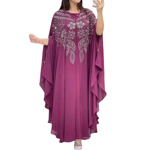 Amxleh Muslimische Kleider Damen 2 Teiler Marokkanischer Kaftan Vintage Lang Dubai Kaftan Abayas Arabisches Abendkleid Partykleid Hochzeit Langarm Elegant Vintage Maxikleid Gebetskleidung Outfit von Amxleh