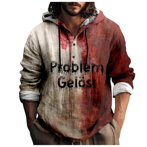 Amxleh Problem Gelöst Hoodie Halloween Kapuzenpullover Herren Pullover Blood Stain Halloween Casual Hoody Männer Blutspritzer Muster Kapuzenjacke Sweatshirt Entsetzen Bedruckt Kapuzenshirt Übergröße von Amxleh