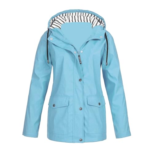 Amxleh Regenjacke Damen Regenponcho Transparent Regenjacke Damen Wasserdicht Atmungsaktiv Regenjacke Damen Wanderjacke Damen Wasserdicht Atmungsaktiv Raincoat Regenponcho Damen Wasserdicht von Amxleh