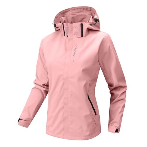 Amxleh Regenmantel Damen Regenjacke Damen Sommerjacke Damen Wasserdicht Atmungsaktiv Windbreaker Jacke Freizeitjacken Set wind und Regensichere Outdoor Sport Kapuzenjacke für Damen von Amxleh