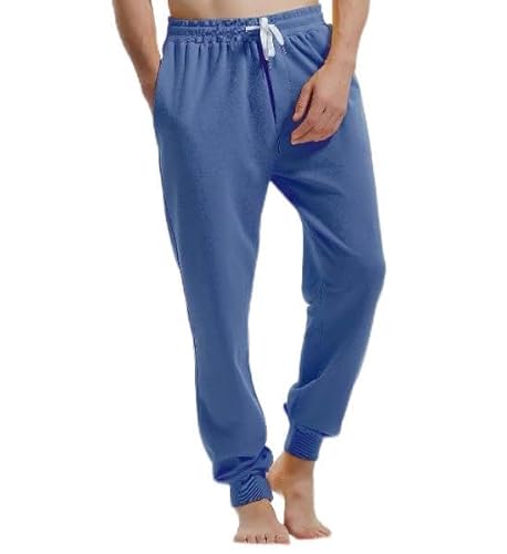 AMY COULEE Herren Casual Jogger Baumwolle Sweatpants Workout Athletic Pants mit Taschen Kordelzug Fitnessstudio Laufen Hose, Preußisches Blau, Groß von Amy Coulee
