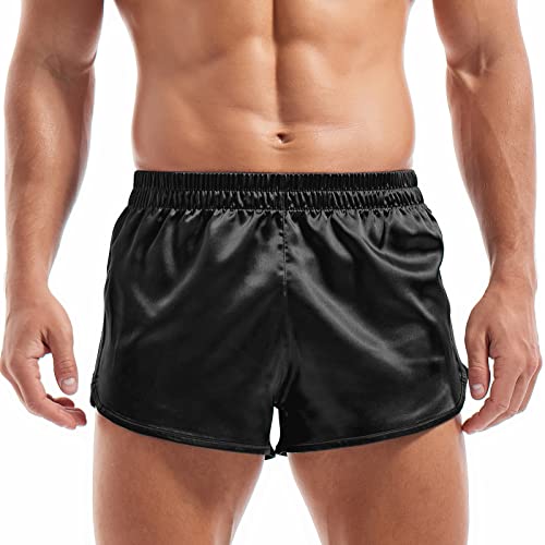 AMY COULEE Herren Laufshorts Flecken-Ranger-Shorts Sexy Split Side Lounge Shorts 7,6 cm kurze Workout-Shorts, schwarz, Klein von Amy Coulee