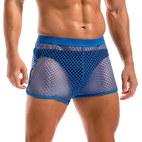 Amy Coulee Herren Fischnetz Boxershorts Sexy Netz Unterwäsche (Blau, S) von Amy Coulee