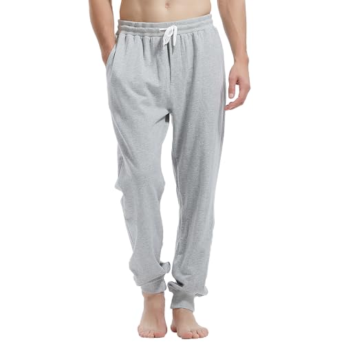 Amy Coulee Herren Jogginghose Baumwolle Jogginghose mit Taschen, Fitness-Freizeithose mit Kordelzug (L, Grau) von Amy Coulee