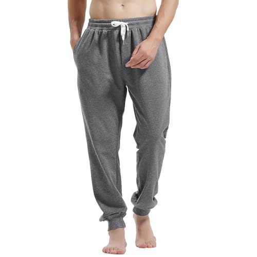 Amy Coulee Herren Jogginghose Baumwolle Jogginghose mit Taschen, Fitness-Freizeithose mit Kordelzug (XXL, Dunkelgrau) von Amy Coulee