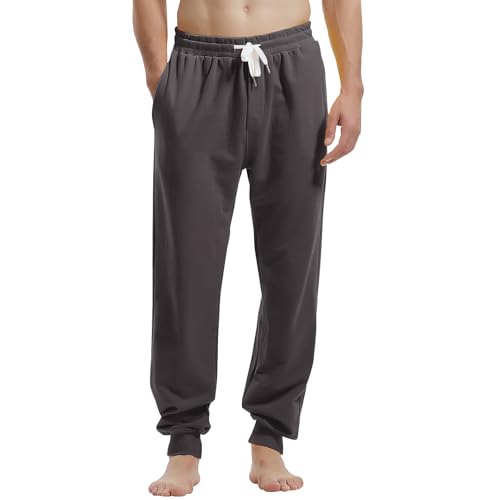 Amy Coulee Herren Jogginghose Baumwolle Jogginghose mit Taschen, Fitness-Freizeithose mit Kordelzug (Zementgrau, L) von Amy Coulee