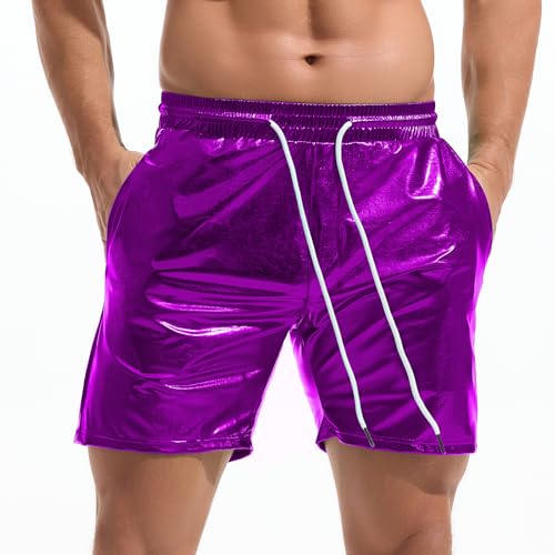 Amy Coulee Herren Metallic-Shorts, 12,7 cm, Rave, Hotpants, glänzend, glitzernd, Shorts mit Taschen, violett, L Amy Coulee Herren Metallic-Shorts, 12,7 cm, Rave, Hotpants, glänzend, glitzernd, Shorts mit Taschen, violett, L von Amy Coulee
