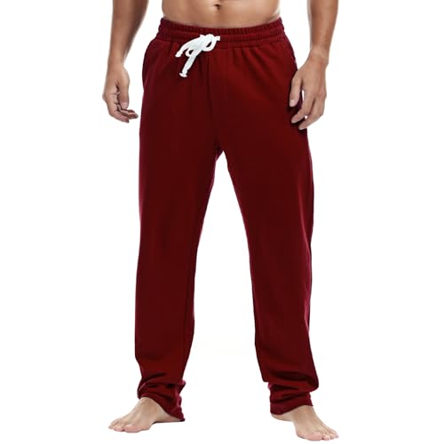 Amy Coulee Jogginghose Herren Baumwolle Baggy Sporthose Lockere Trainingshose mit Taschen (Rot, S) von Amy Coulee