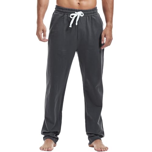 Amy Coulee Jogginghose Herren Baumwolle Baggy Sporthose Lockere Trainingshose mit Taschen (Zementgrau, L) von Amy Coulee