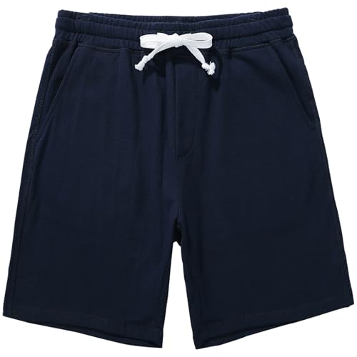 Amy Coulee Kurze Jogginghose Herren Baumwolle 8" Sporthose Trainingshose Kurz Sport Sweat Sommer Shorts mit Taschen (Dunkel Blau, M) von Amy Coulee