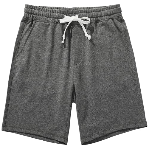 Amy Coulee Kurze Jogginghose Herren Baumwolle 8" Sporthose Trainingshose Kurz Sport Sweat Sommer Shorts mit Taschen (Dunkel Grau, L) von Amy Coulee